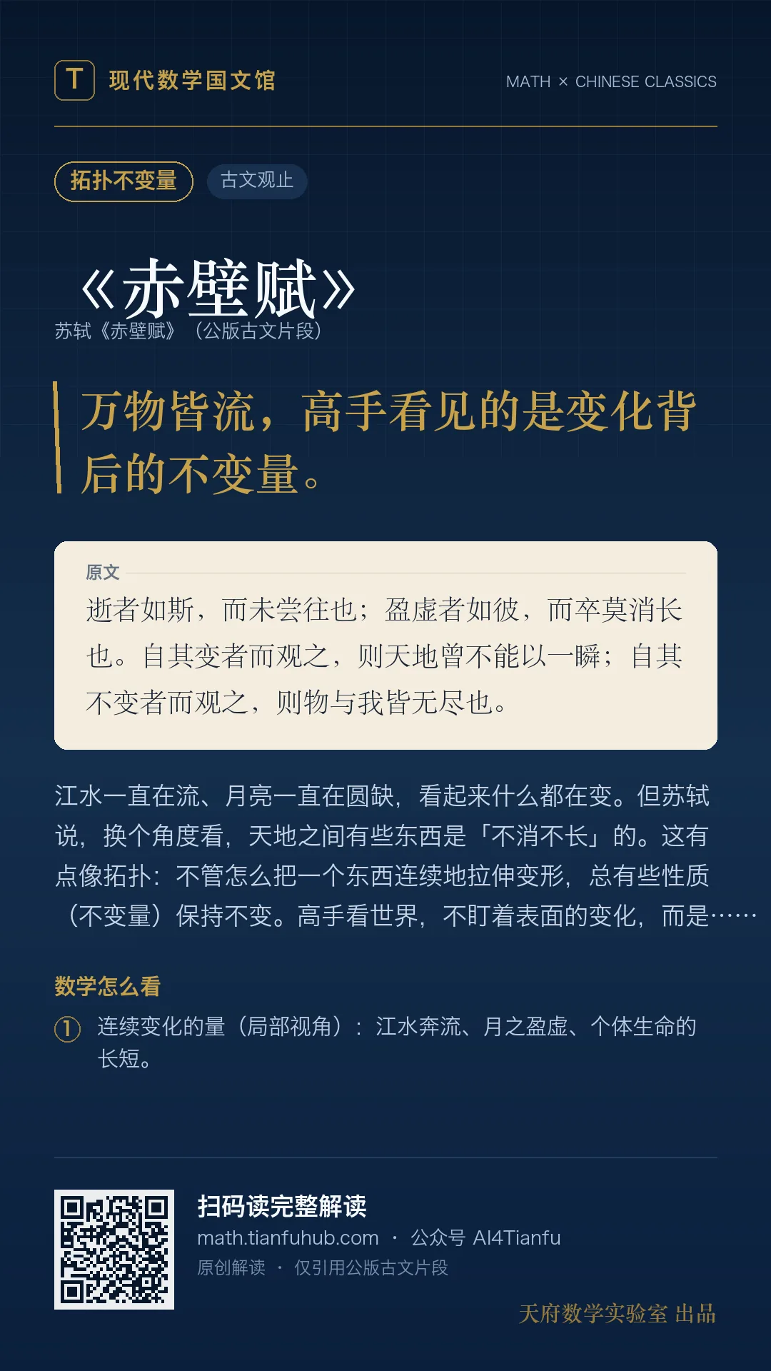 苏轼《赤壁赋》：动力系统中的变与不变 海报
